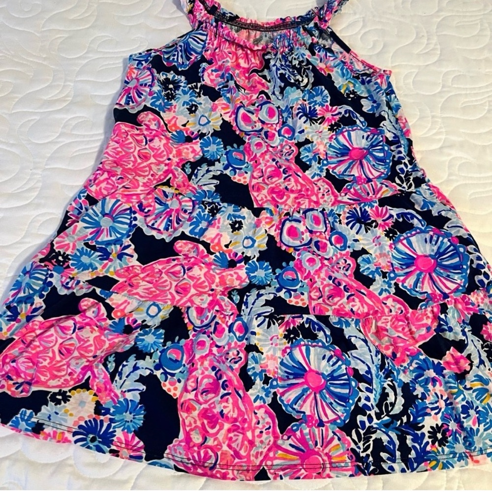 Girls' Navy Floral Lilly Pulitzer dress- Pink & Blue